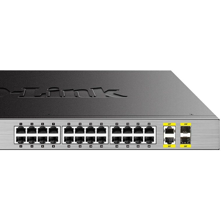 Switch 24 Ports Giga PoE at 370W + 2 Combo SFP DGS-1026MP