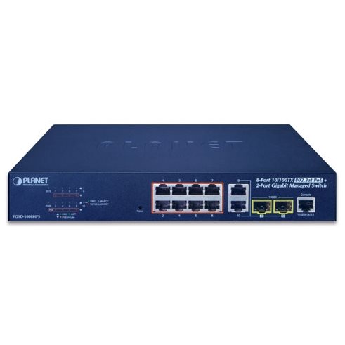 Switch 8 ports 100Mbits PoE at +2 Giga/SFP FGSD-1008HPS