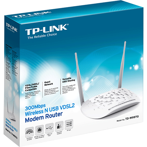 Modem routeur ADSL2/VDSL2 + 4 Lan+ Wifi n 300 TD-W9970